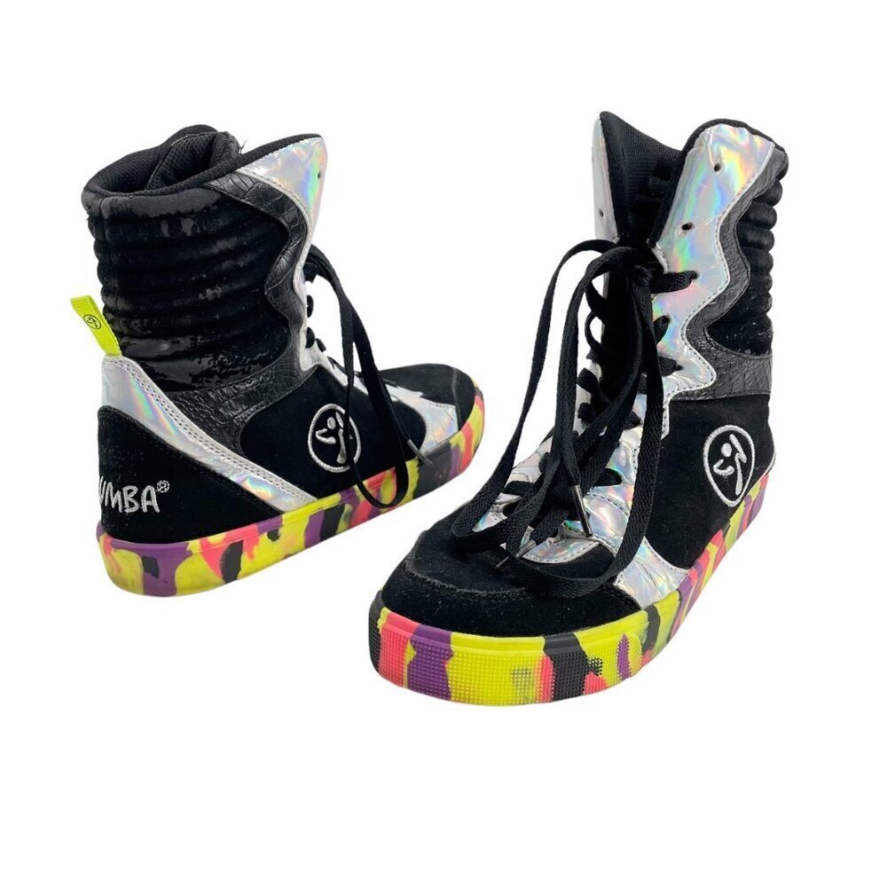 Zumba Street Elevate Extra High Top Colorful Leather Lace-Up Shoes Womens Size 8
